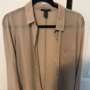 Tan button up blouse
